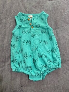 Cat & Jack Teal Elephant Button Romper